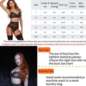 Avidlove Sexy Lingerie for Women Garter Lingerie Set High Waist Lingerie Underwire(Black,M