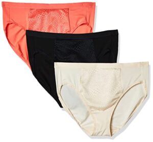 warner's womens blissful benefits tummy smoothing hi-cut panty underwear, sugar coral pearled ivory black, x-large us