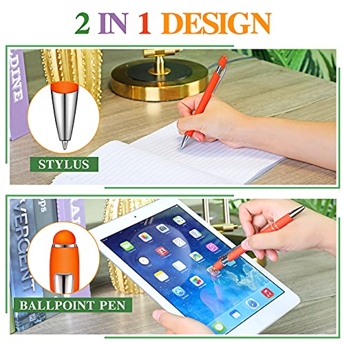 38 Pieces Rubberized Ballpoint Pen with Stylus Tip Stylish Metal Pen Capactive Styli Pen with Soft Rubberized Grip, Black Ink Pen for Most Touch Screen Devices (Assorted Colors)