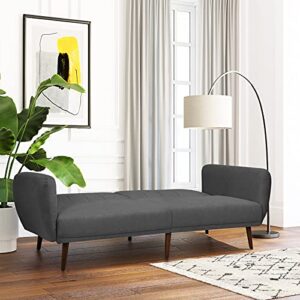 POWERSTONE Futon Sofa Bed - Convertible Sofa Couch Sleeper with Armrest and Wood Legs Foam Cushion Living Room Furniture Home Recliner 82.5”, Grey