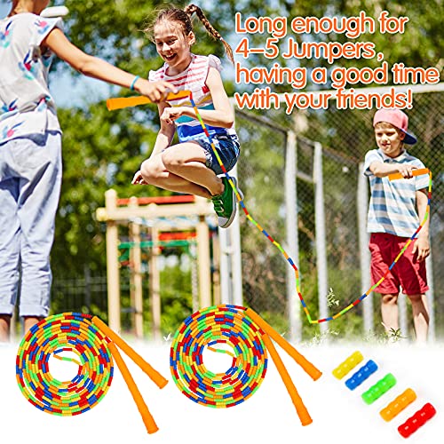 Supertrip Double Dutch Jump Rope Soft Beaded Jump Rope Long Jump Rope 16 FT 2 Pack, Jump Ropes For Women Adult Kids Adjustable Skipping Rope Long Enough for 4-5 Jumpers Orange