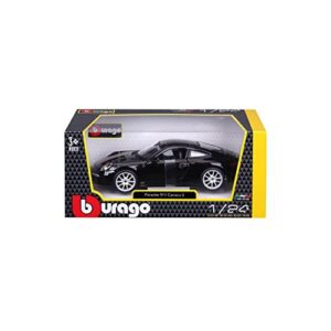 Bburago Diecast Model Car Porsche 911 Carrera S Black with Silver Wheels 1/24 21065