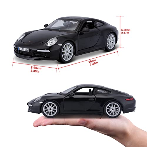 Bburago Diecast Model Car Porsche 911 Carrera S Black with Silver Wheels 1/24 21065