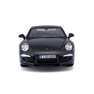 Bburago Diecast Model Car Porsche 911 Carrera S Black with Silver Wheels 1/24 21065