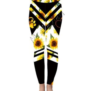 Sunflowers Heart Dog-Paw Print 3D Hollow Tanktop, Women Sexy Vest Girls Fashion Tank Tops, Leggings And Vest Set tanktops n leggings S