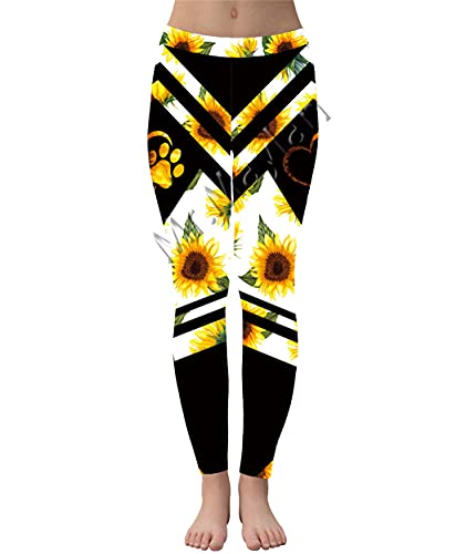 Sunflowers Heart Dog-Paw Print 3D Hollow Tanktop, Women Sexy Vest Girls Fashion Tank Tops, Leggings And Vest Set tanktops n leggings S