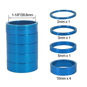 PLATT Bike Headset Spacer Aluminium Alloy Bicycle Stem Headset Spacers Fit 1 1/8-Inch Stem for MTB BMX Road Bikes 2/3/5/10mm(Blue 7PCS)