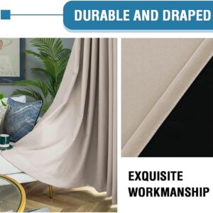 H.VERSAILTEX 100% Blackout Curtains for Bedroom Thermal Insulated Blackout Curtains 84 inch Length Heat and Full Light Blocking Curtains for Living Room with Black Liner 2 Panels Set, Natural Sand