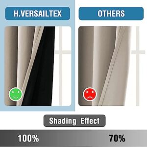 H.VERSAILTEX 100% Blackout Curtains for Bedroom Thermal Insulated Blackout Curtains 84 inch Length Heat and Full Light Blocking Curtains for Living Room with Black Liner 2 Panels Set, Natural Sand