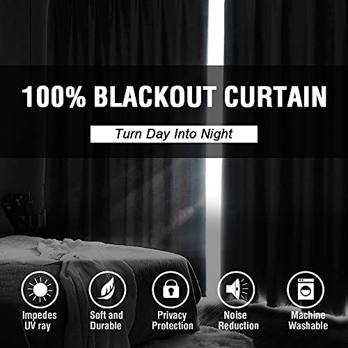 H.VERSAILTEX 100% Blackout Curtains for Bedroom Thermal Insulated Blackout Curtains 84 inch Length Heat and Full Light Blocking Curtains for Living Room with Black Liner 2 Panels Set, Natural Sand