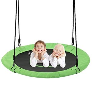 tree swings for kids outdoor, 40 inch diameter 600lb weight & adjustable hanging ropes tree swings, great for playground swing, backyard and playroom(green)