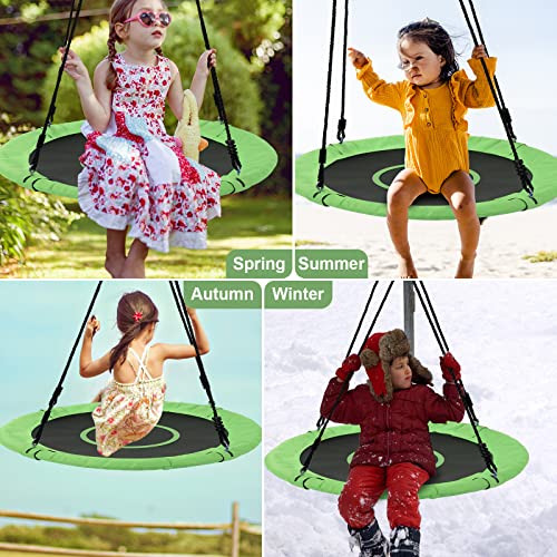 Tree Swings for Kids Outdoor, 40 Inch Diameter 600lb Weight & Adjustable Hanging Ropes Tree Swings, Great for Playground Swing, Backyard and Playroom(Green)