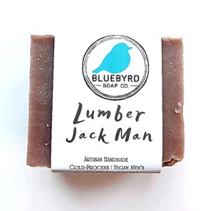 bluebyrd soap co. lumberjack pumice bar soap for men | mens natural scrub bar for hands, feet, & body | gritty loofah soap bar | pine forest scent exfoliating bar soap (lumberjack)