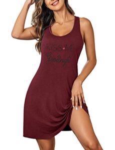 avidlove night dress for women tank nightgowns sexy chemise sleepwear cute print night dress wine red