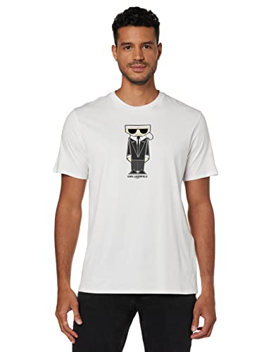 Karl Lagerfeld Paris mens Kocktail Karl Short Sleeve Crew Neck T-shirt T Shirt, White, Large US