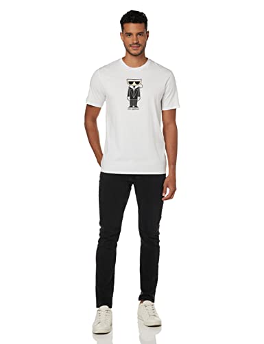Karl Lagerfeld Paris mens Kocktail Karl Short Sleeve Crew Neck T-shirt T Shirt, White, Large US