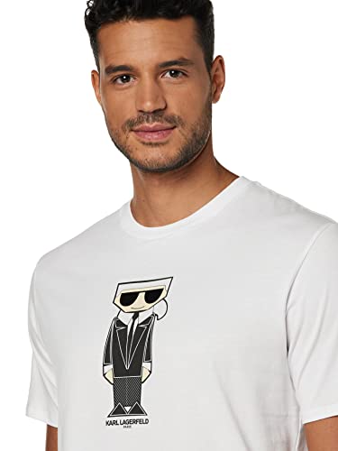 Karl Lagerfeld Paris mens Kocktail Karl Short Sleeve Crew Neck T-shirt T Shirt, White, Large US