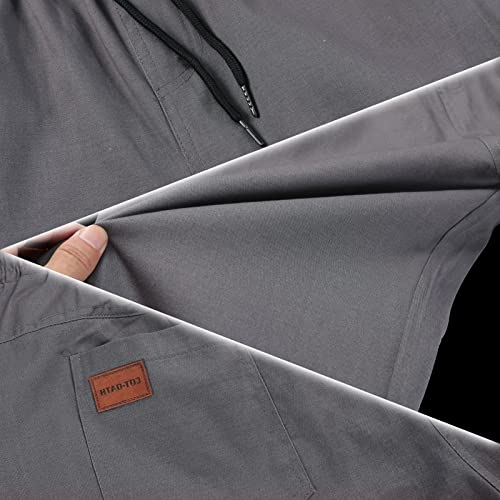 Men's Fashion Casual Jogger Trousers Sweatpants - Cotton Drawstring Workout Running Cargo Athletic Long Pants Dark Grey