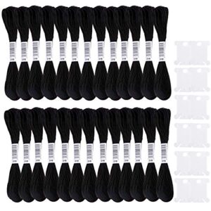 cldamecy black embroidery floss,26 skeins embroidery threads for cross stitch,friendship bracelets string,and diy art craft ,with 10 pcs floss bobbins