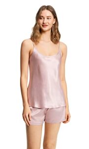 lilysilk women's silk pajama cami shorts set 19 momme 100% mulberry silk lingerie camisole pjs sleepwear rosy pink m