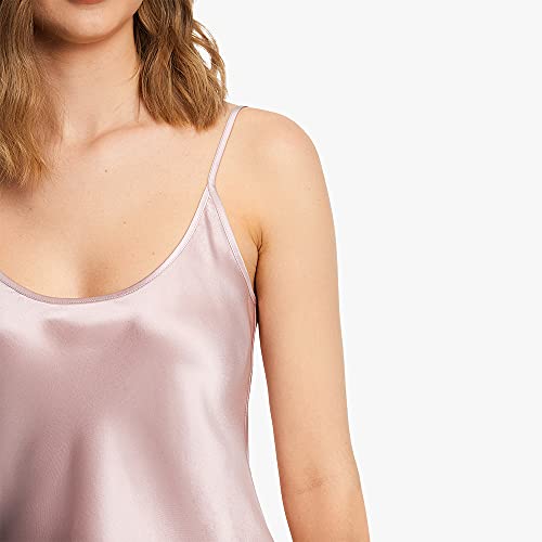 LilySilk Women's Silk Pajama Cami Shorts Set 19 Momme 100% Mulberry Silk Lingerie Camisole Pjs Sleepwear Rosy Pink M