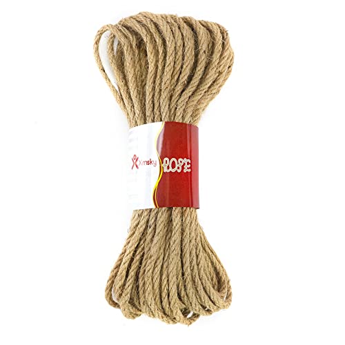 Rope 1/4inch×50feet（6mm×15m） - Jute Rope Natural Hemp Rope for Indoor and Outdoor Gardening,Crafts,Climbing, Nautical Bundling, Railings,Home Decorating,Hammock,Moisture-Proof String