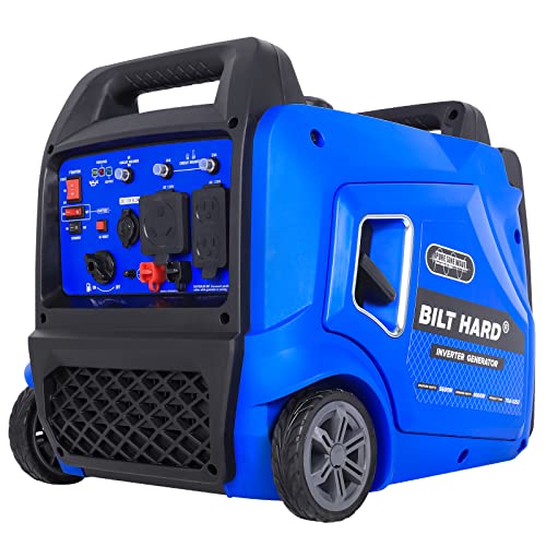 BILT HARD Generator 5500 Watt, Quiet Inverter Generator Portable with Electric Start, 120V NEMA 5-20R, NEMA TT-30R and 12V DC Output, Outdoor Generators for Home Backup Use and RV Ready