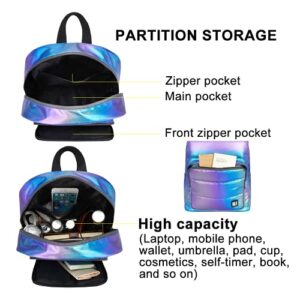 GBLQ PLUS Metallic Backpack 15 Inch, Super Lightweight Ultra Soft Nylon Shiny Fabric Casual Daypack, Metallic Blue Puffer