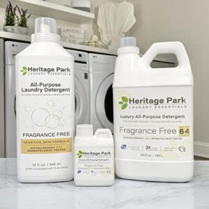 Heritage Park All-Purpose Fragrance Free, pH-Neutral Laundry Detergent - Dermatologist-tested, Sensitive Skin-Friendly, Ultra Concentrated (4 fl oz Trial Size)