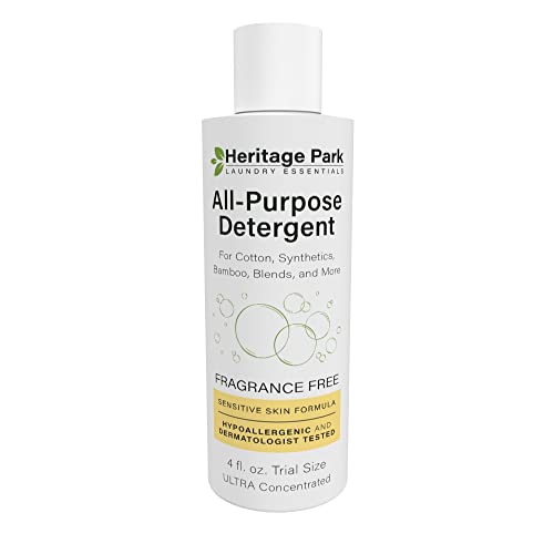 Heritage Park All-Purpose Fragrance Free, pH-Neutral Laundry Detergent - Dermatologist-tested, Sensitive Skin-Friendly, Ultra Concentrated (4 fl oz Trial Size)