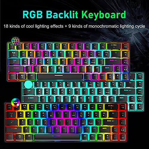 LexonElec T8 60% Mechanical Gaming Keyboard, RGB Backlit Compact Mechanical Keyboard, Blue Switches, Spill Resistant, Customizable Key Macro Function, for PC Gamers and Office Typists (Black)