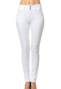 wax jean women's high-rise push-up super comfy 3-button skinny jeans 0/24 white
