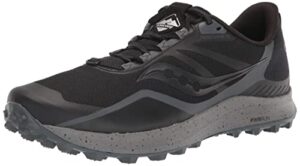 saucony men's core peregrine 12 trail running shoe, black/charcoal, 9.5