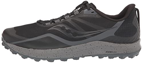 Saucony Men's Core Peregrine 12 Trail Running Shoe, Black/Charcoal, 9.5