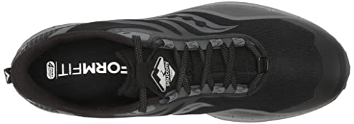 Saucony Men's Core Peregrine 12 Trail Running Shoe, Black/Charcoal, 9.5