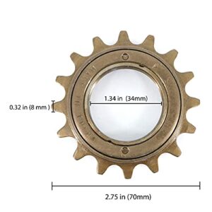 Hycline Single Speed Bike Freewheel, 16T Compatible with 1/2'' x 1/8'' Bicycle Freewheel Threaded Type Freehub Replacement Parts (Brown)