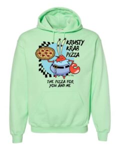 spongebob squarepants the krusty krab pizza pastel hooded sweatshirt (green, medium, m)