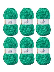 yuyoye chenille yarn for crochet and knitting, velvet yarn, fruit green,40-6pack