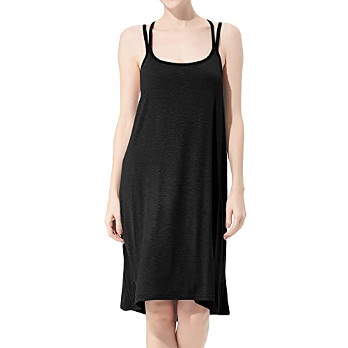 Lu's Chic Women's Cotton Nightgown Plus Size Cami Sleepwear Sleeveless Summer Loungewear Soft Comfy Camisole Night Pajama Sleep Lounge Dress Black 5X