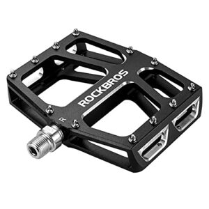 rockbros mountain bike pedals mtb pedal aluminum bicycle wide platform flat pedals 9/16" cycling sealed bearing pedals for road mountain bmx mtb bike