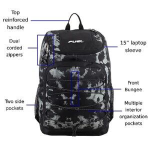 FUEL Wide Mouth Sports Backpack with Front Bungee and Inner Tech Pocket, Gungee Tie Dye/Black