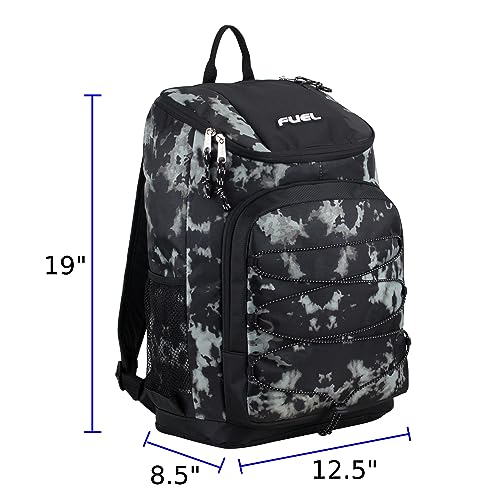 FUEL Wide Mouth Sports Backpack with Front Bungee and Inner Tech Pocket, Gungee Tie Dye/Black