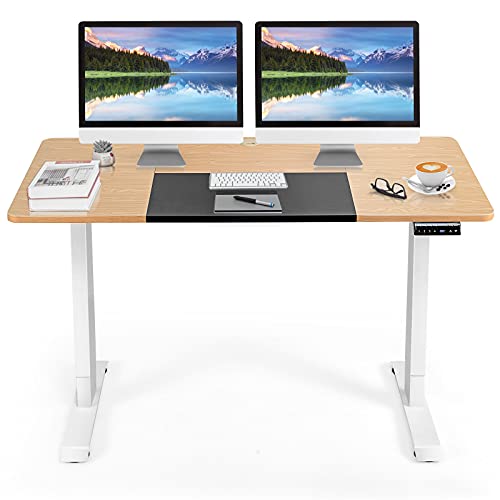 ERGOMASTER Electric Adjustable Standing Desk Home Office sit Stand Motor Height Adjustable Computer desks Table with Splice Tabletop for Working Gaming 55 x 28 inch