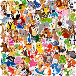 100 cute animal stickers for water bottles el nido waterproof aesthetic animal stickers for kids teens girls and boy, vinyl farm sea zoo safari animal perfect for laptop scrapbooking stickers, animal sticker pack christmas stocking stuffers