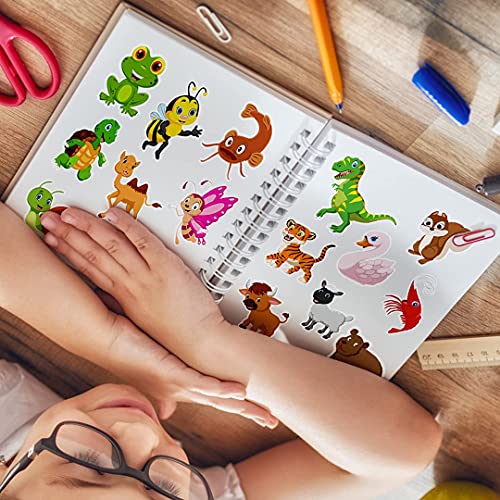 100 Cute Animal Stickers for Water Bottles EL NIDO Waterproof Aesthetic Animal Stickers for Kids Teens Girls and boy, Vinyl Farm Sea Zoo Safari Animal Perfect for Laptop Scrapbooking Stickers, Animal Sticker Pack Christmas Stocking Stuffers