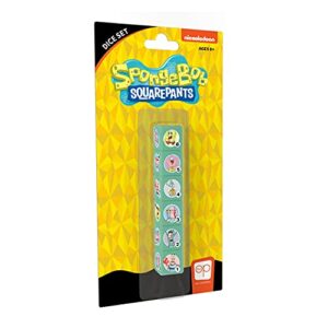 spongebob squarepants dice set | collectible d6 dice featuring characters & references - spongebob, patrick star, squidward tentacles, gary, plankton, and mr. krabs | officially licensed 6-sided dice