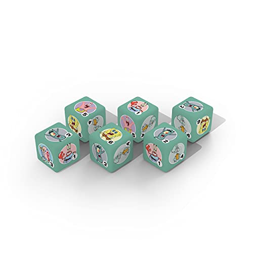 Spongebob Squarepants Dice Set | Collectible d6 Dice Featuring Characters & References - Spongebob, Patrick Star, Squidward Tentacles, Gary, Plankton, and Mr. Krabs | Officially Licensed 6-Sided Dice