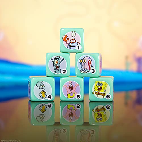 Spongebob Squarepants Dice Set | Collectible d6 Dice Featuring Characters & References - Spongebob, Patrick Star, Squidward Tentacles, Gary, Plankton, and Mr. Krabs | Officially Licensed 6-Sided Dice