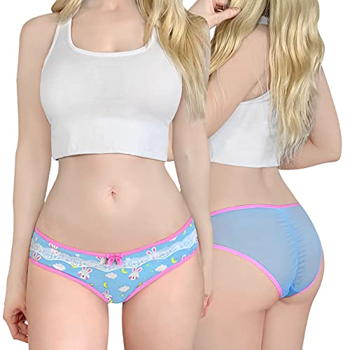 Littleforbig Women's Ladies Soft Cotton Underwear Comfortable Hipster Briefs 5 Colorful Pack Panties Set - Bedtime Bunny L Multicolor