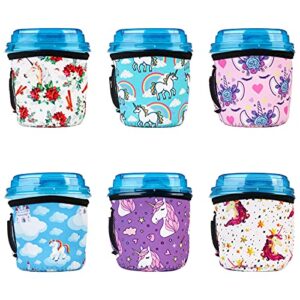 haimay 6 pieces reusable ice cream sleeves ice cream cover ice cream holder covers with spoon holder, unicorn style